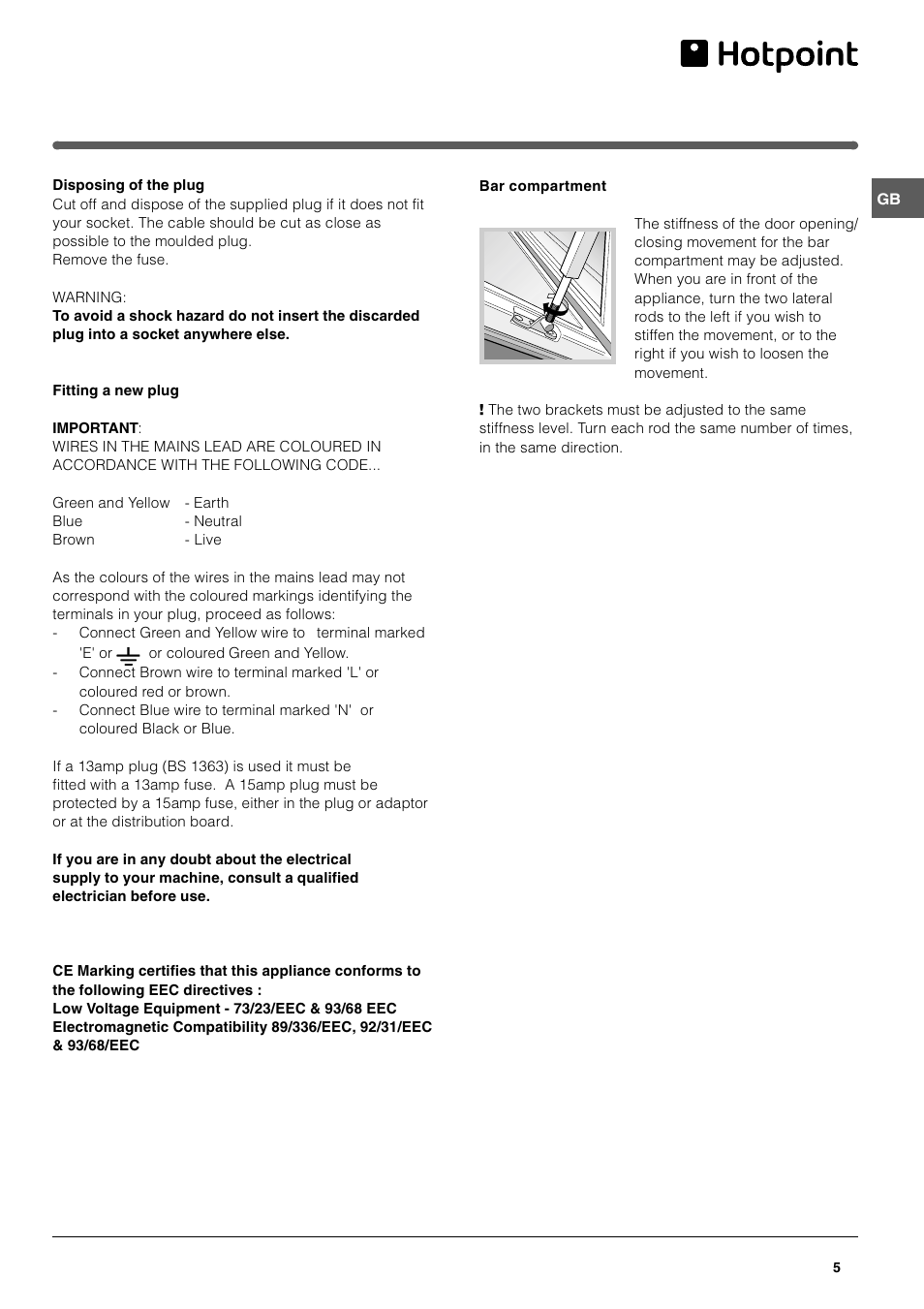 Hotpoint FFL49 User Manual | Page 5 / 20