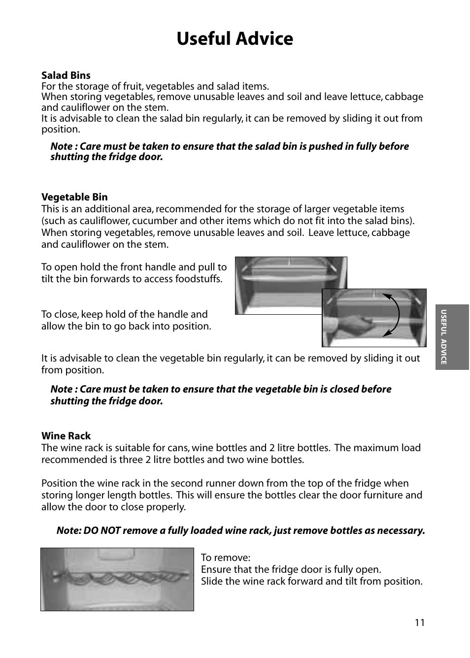 Useful advice | Hotpoint RLA84 User Manual | Page 11 / 20