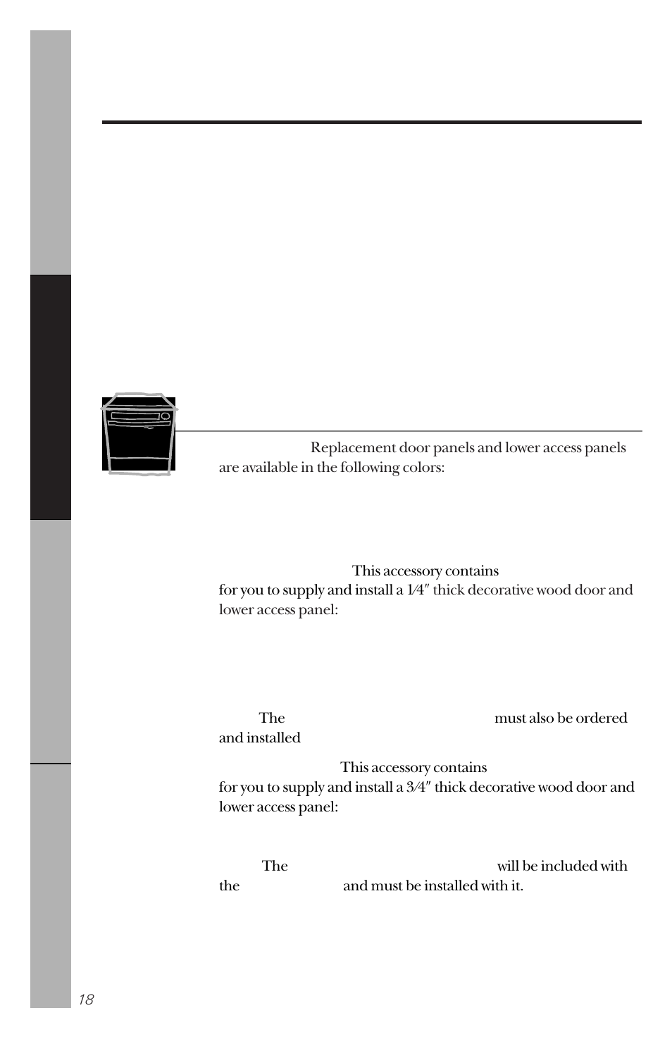 Optional accessories, About optional accessories, Descriptions of optional accessories | Hotpoint HDA3430 User Manual | Page 18 / 32