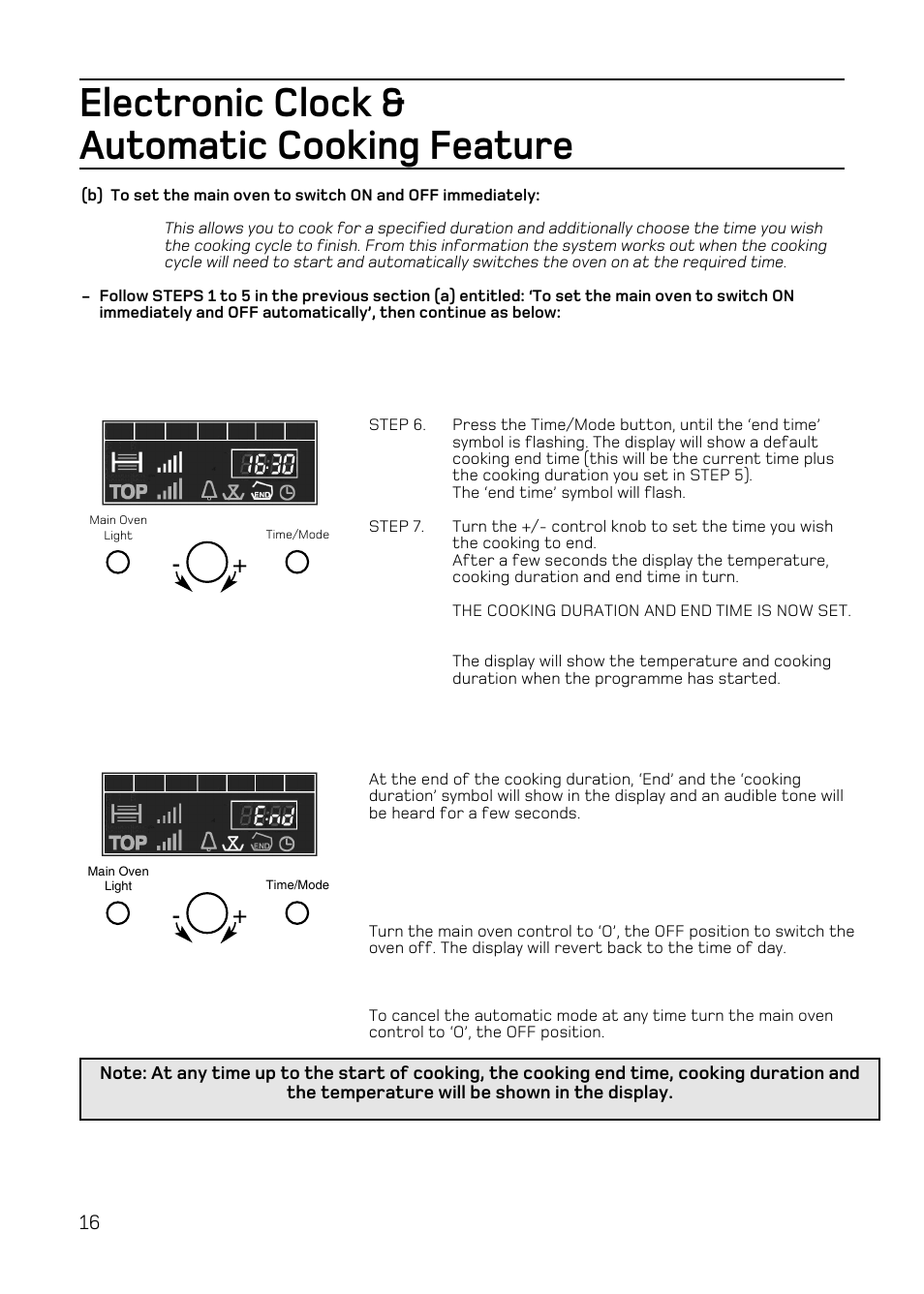 Electronic clock & automatic cooking feature | Hotpoint EW84 User Manual | Page 16 / 36