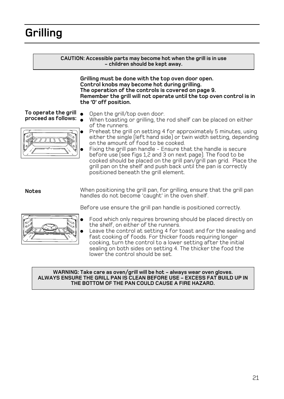 Grilling | Hotpoint EW84 User Manual | Page 21 / 36