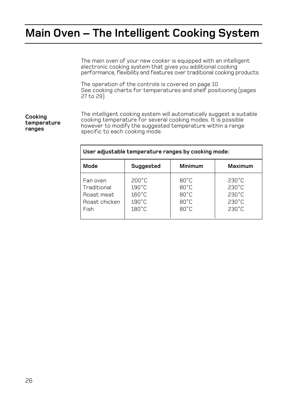 Main oven – the intelligent cooking system | Hotpoint EW84 User Manual | Page 26 / 36