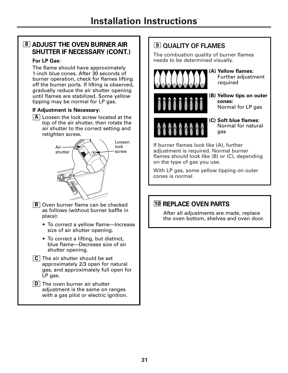 Installation instructions | Hotpoint RGA724 User Manual | Page 31 / 36