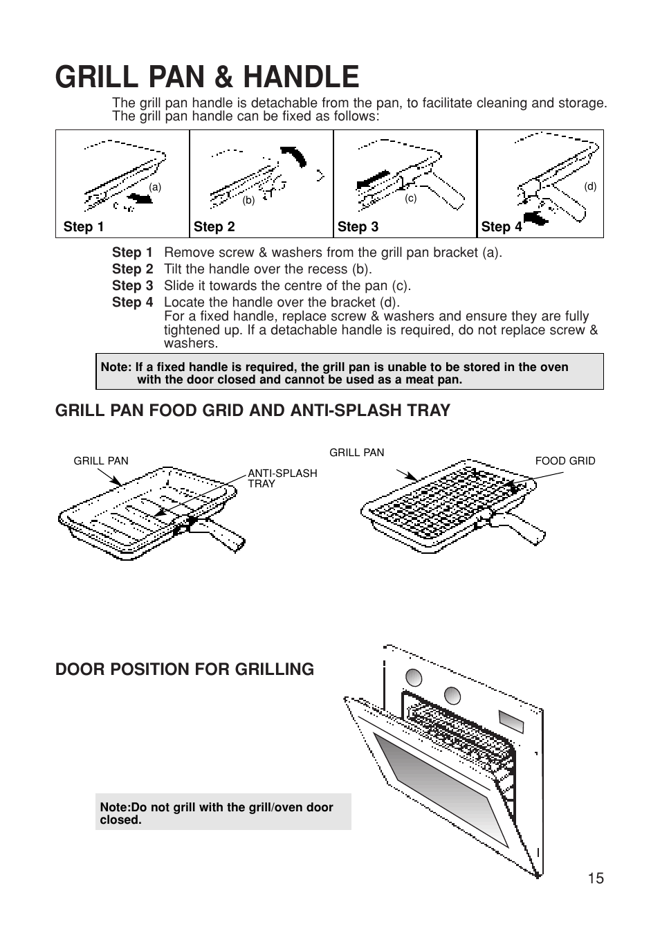 Grill pan & handle | Hotpoint BS61 MK2 User Manual | Page 15 / 40