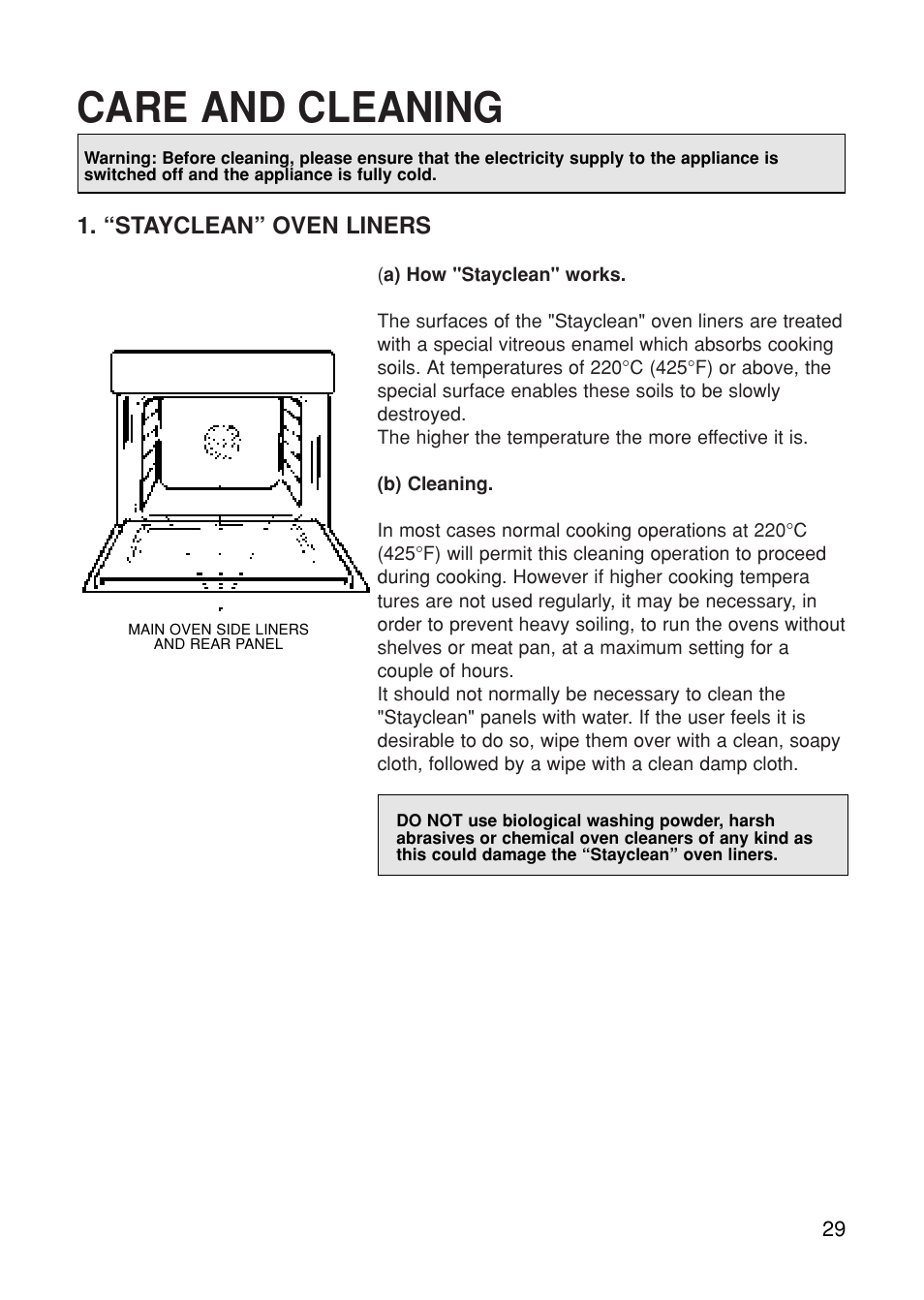 Care and cleaning | Hotpoint BS61 MK2 User Manual | Page 29 / 40