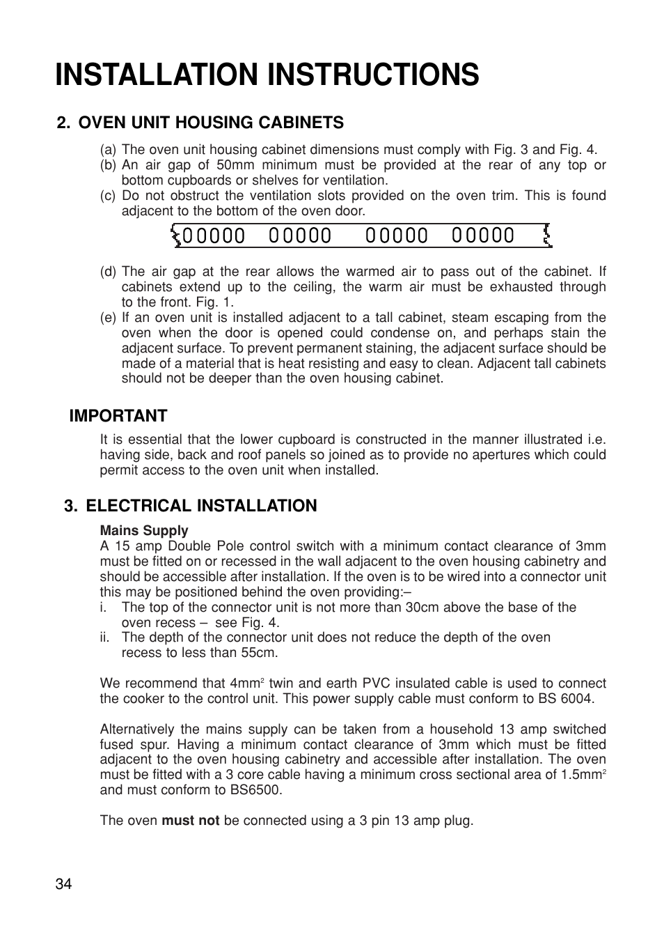 Installation instructions | Hotpoint BS61 MK2 User Manual | Page 34 / 40