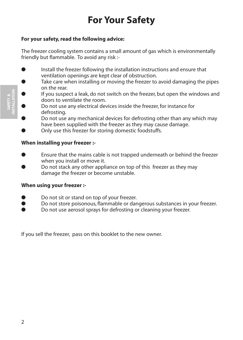 For your safety | Hotpoint RZM30 User Manual | Page 2 / 20