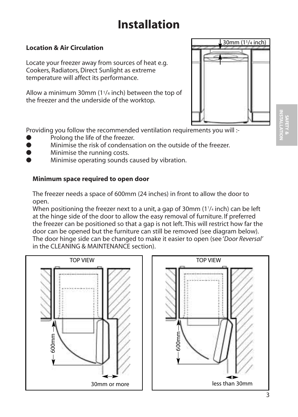 Installation | Hotpoint RZM30 User Manual | Page 3 / 20
