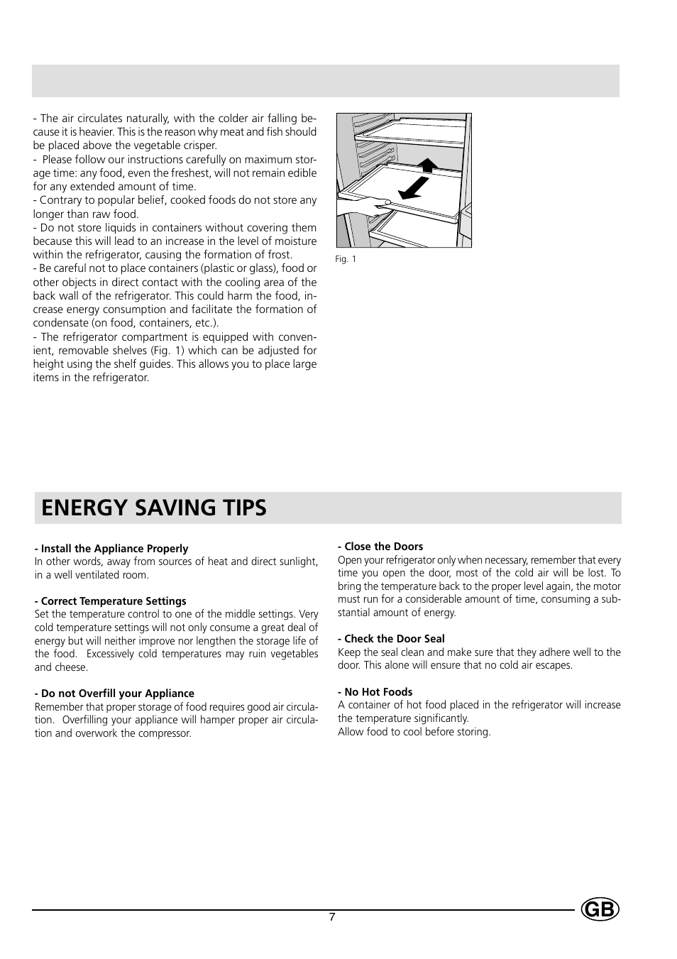 Energy saving tips | Hotpoint HL161AI User Manual | Page 7 / 12