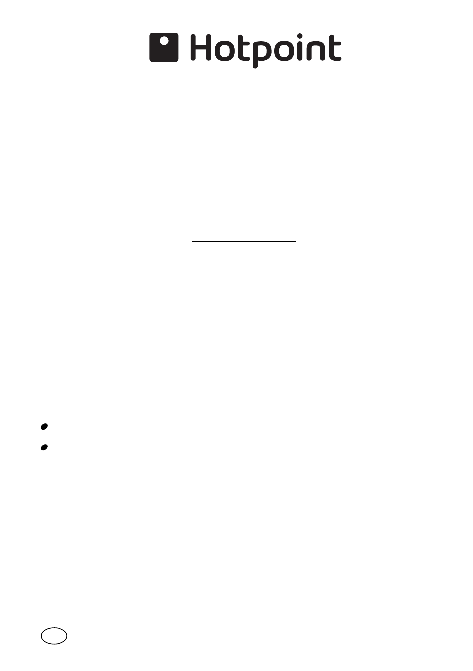 After sales service | Hotpoint E6011 User Manual | Page 10 / 12