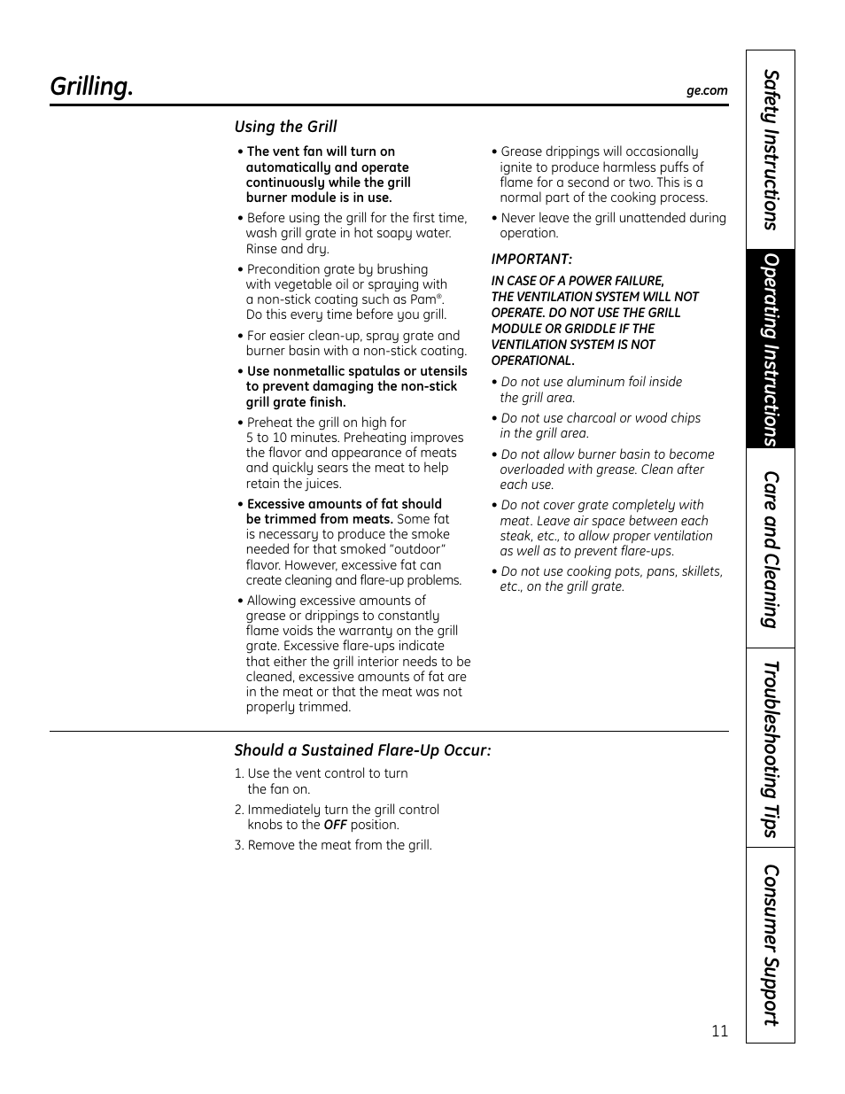 Grilling | Hotpoint VBXR1060 User Manual | Page 11 / 80