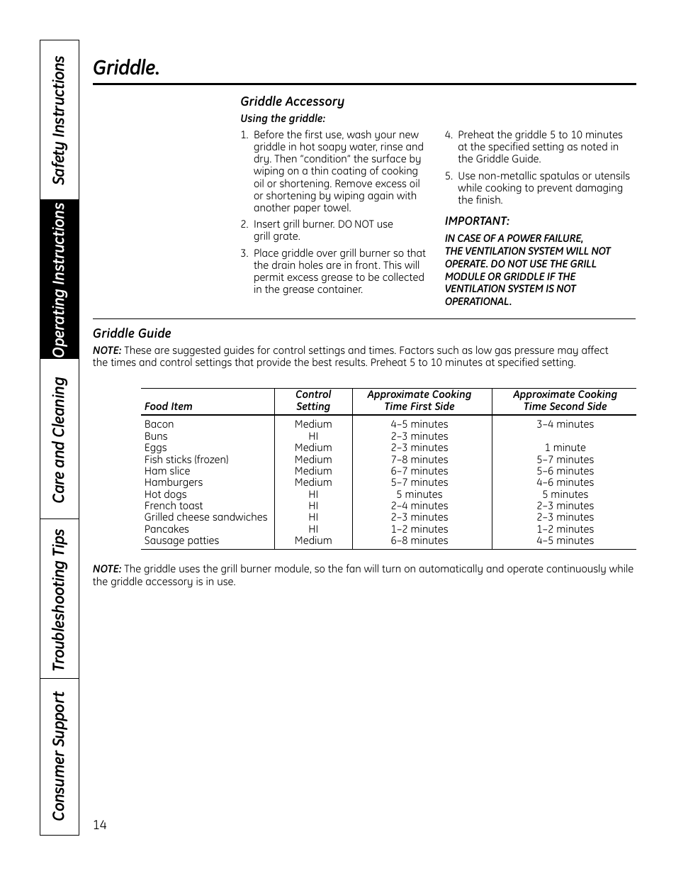 Griddle | Hotpoint VBXR1060 User Manual | Page 14 / 80