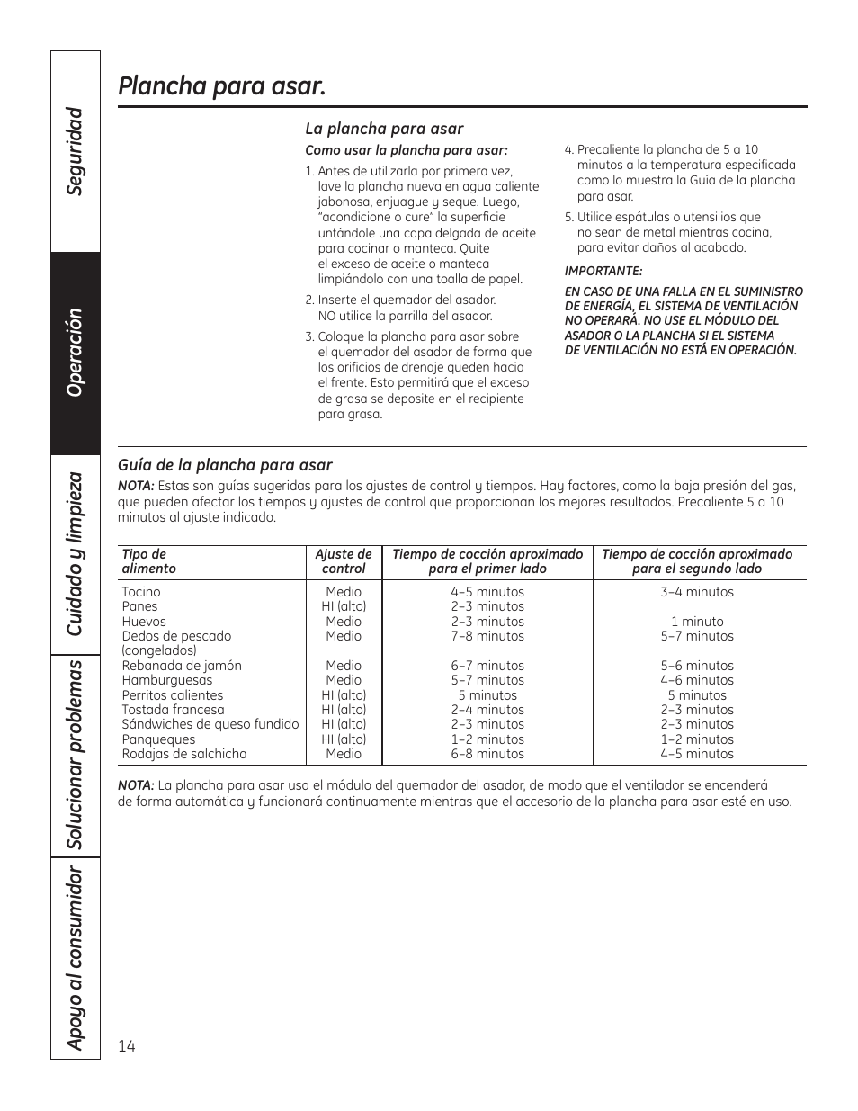 Plancha para asar | Hotpoint VBXR1060 User Manual | Page 54 / 80