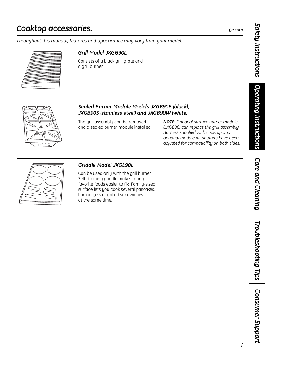 Accessories, Ooktop accessories | Hotpoint VBXR1060 User Manual | Page 7 / 80