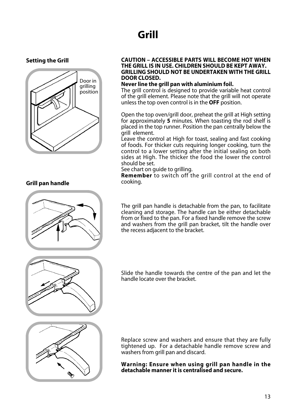 Grill | Hotpoint H250E User Manual | Page 13 / 32