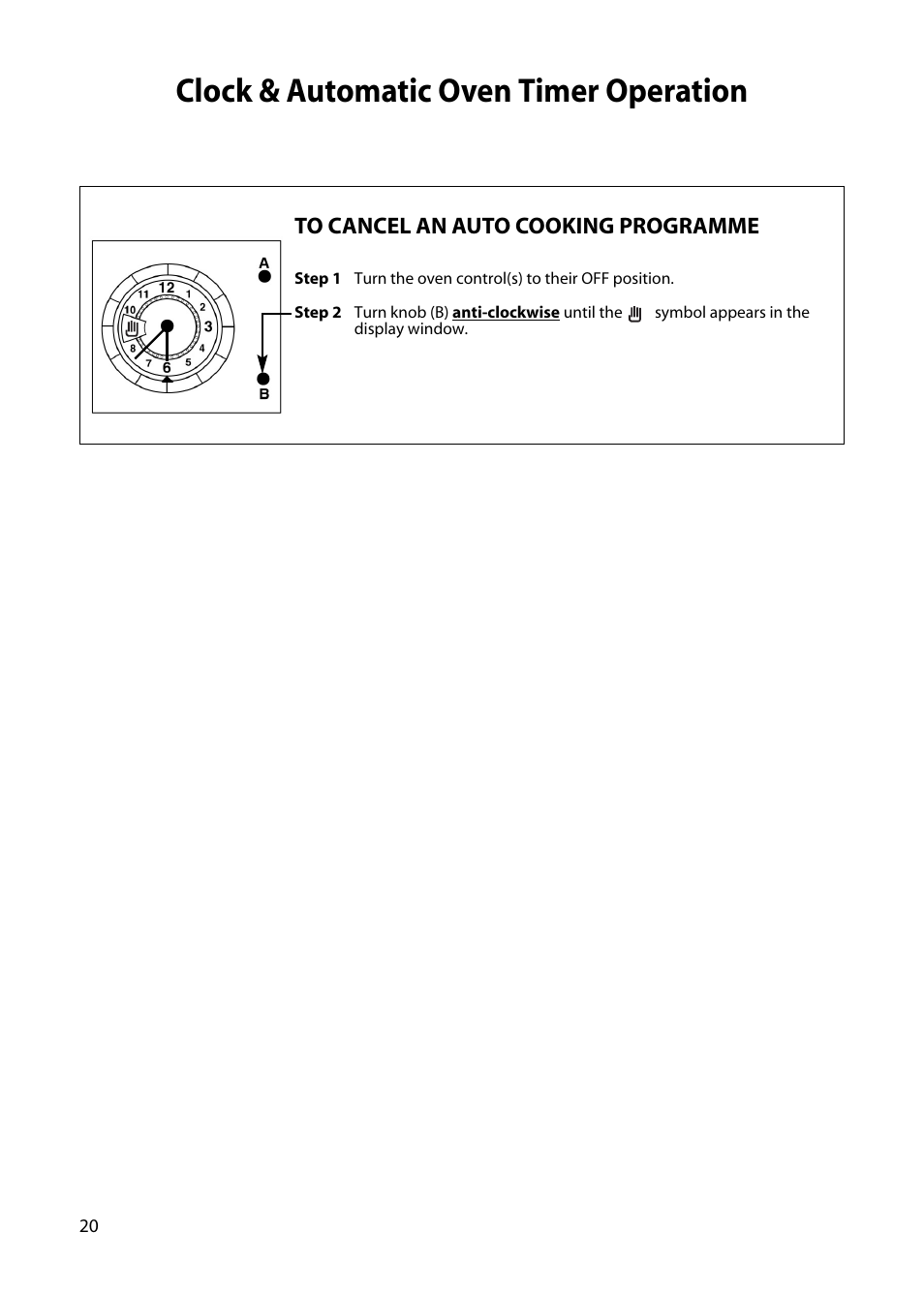 Clock & automatic oven timer operation | Hotpoint H250E User Manual | Page 20 / 32