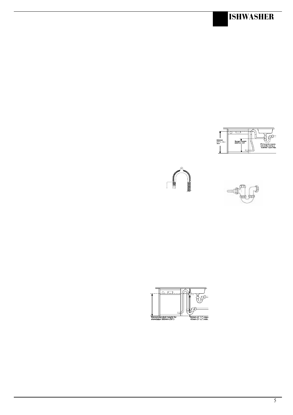 Installation, Ishwasher | Hotpoint Aquarius FDW20 User Manual | Page 5 / 20