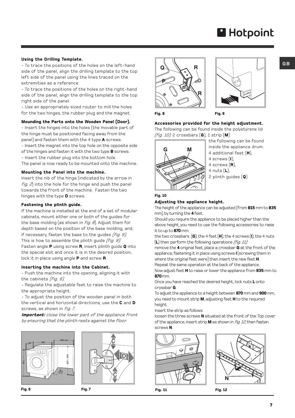 Li h g | Hotpoint BHWM149 User Manual | Page 7 / 20