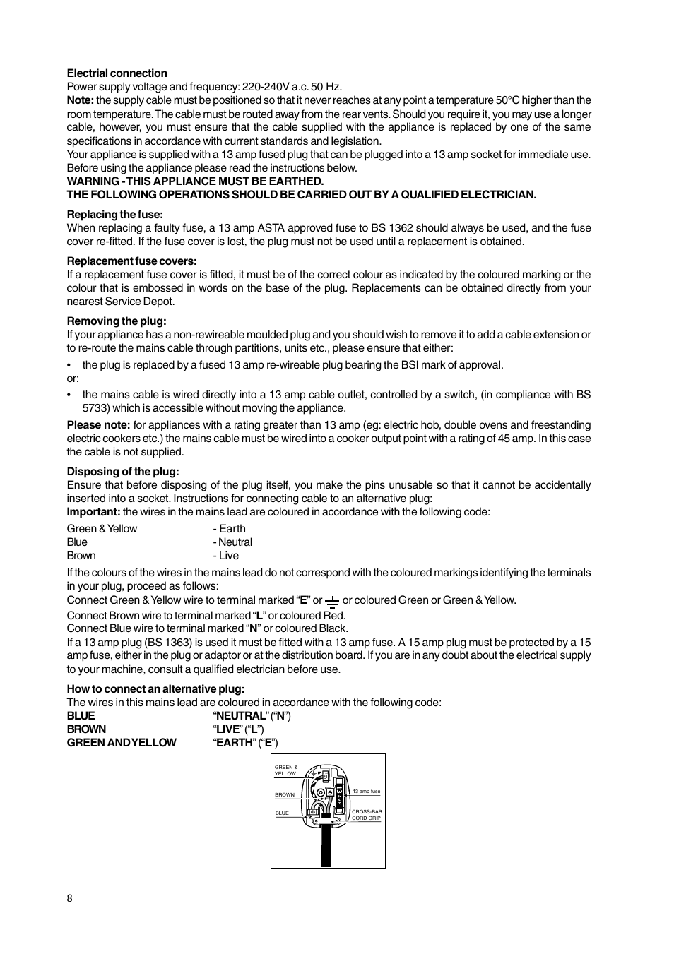 Hotpoint GW38P User Manual | Page 8 / 28