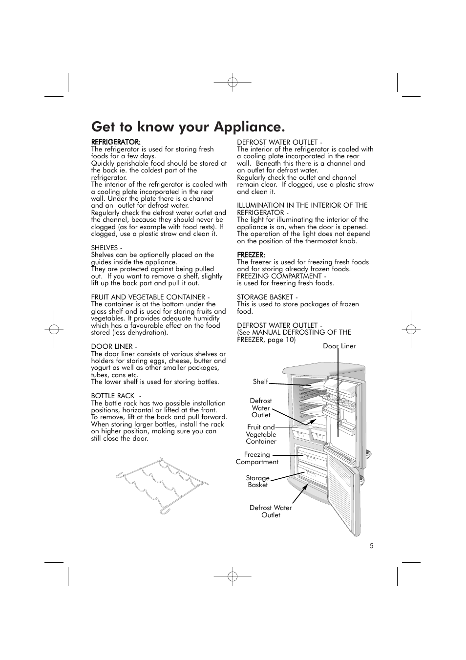 Get to know your appliance | Hotpoint RFR50V User Manual | Page 5 / 16