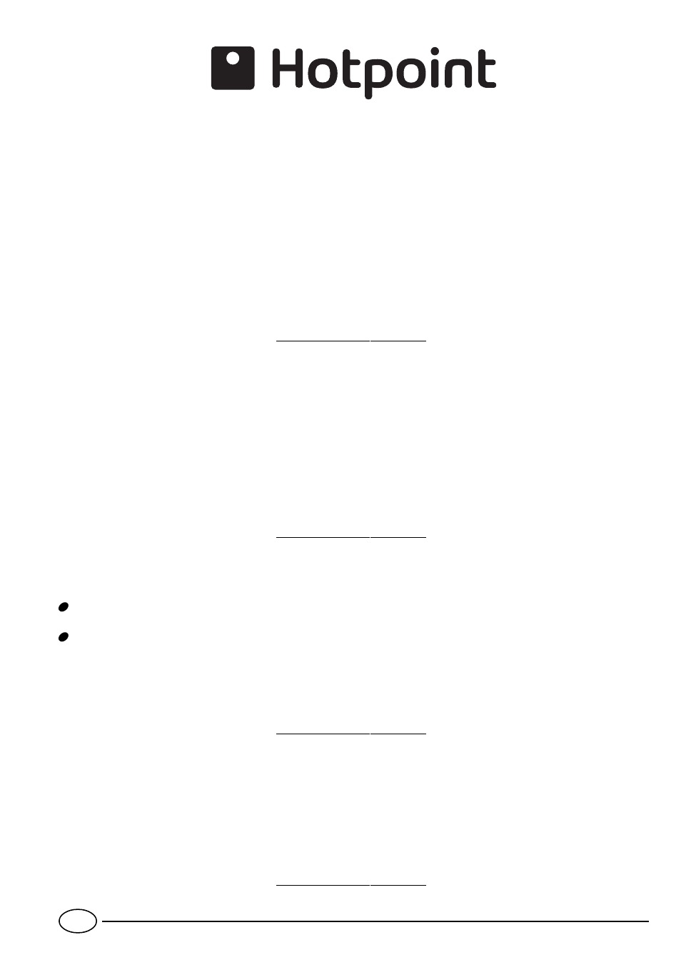 After sales service | Hotpoint E7134 User Manual | Page 12 / 16