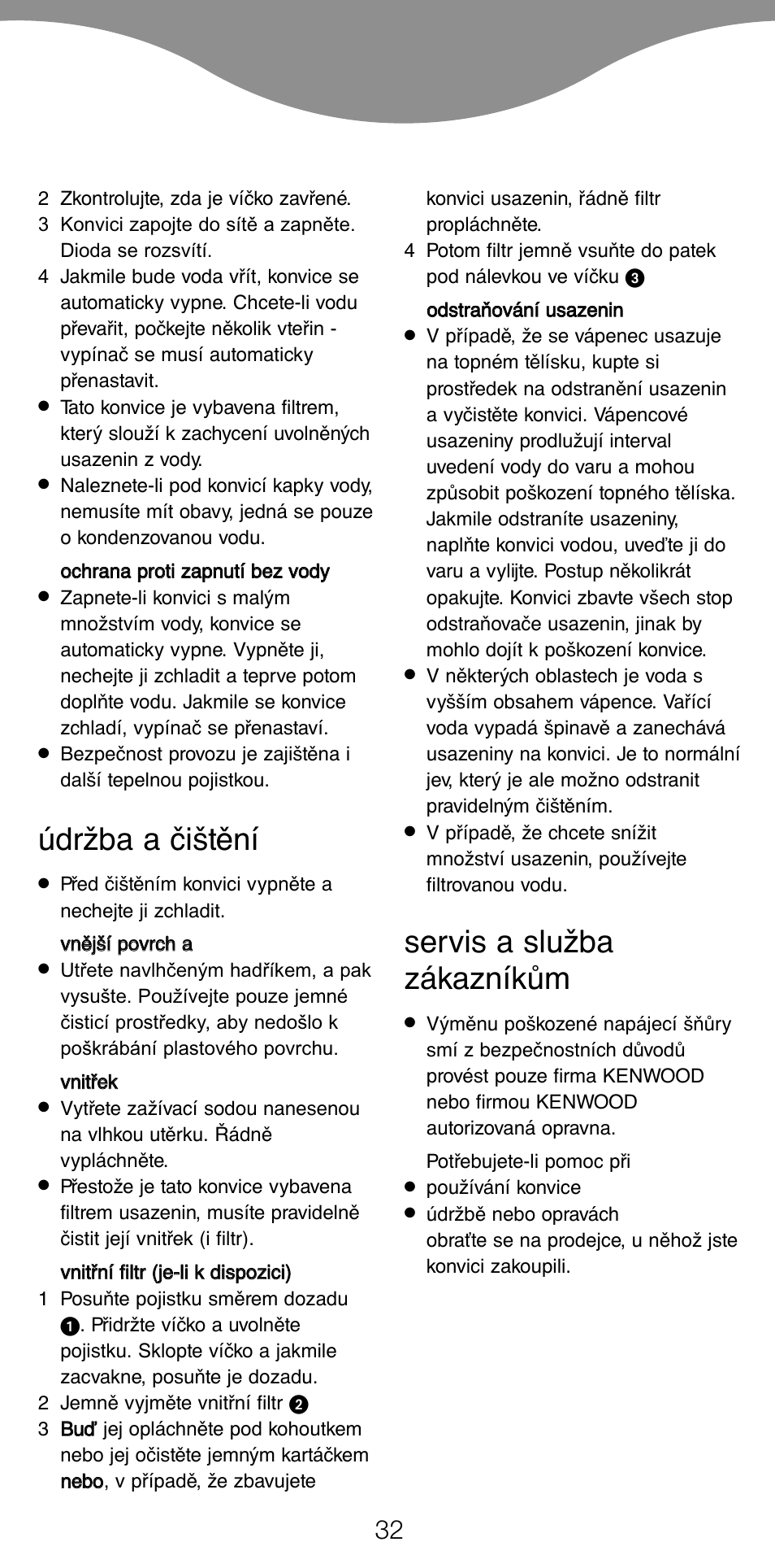 Údržba a čištění, Servis a služba zákazníkům | Kenwood JK630 User Manual | Page 35 / 49