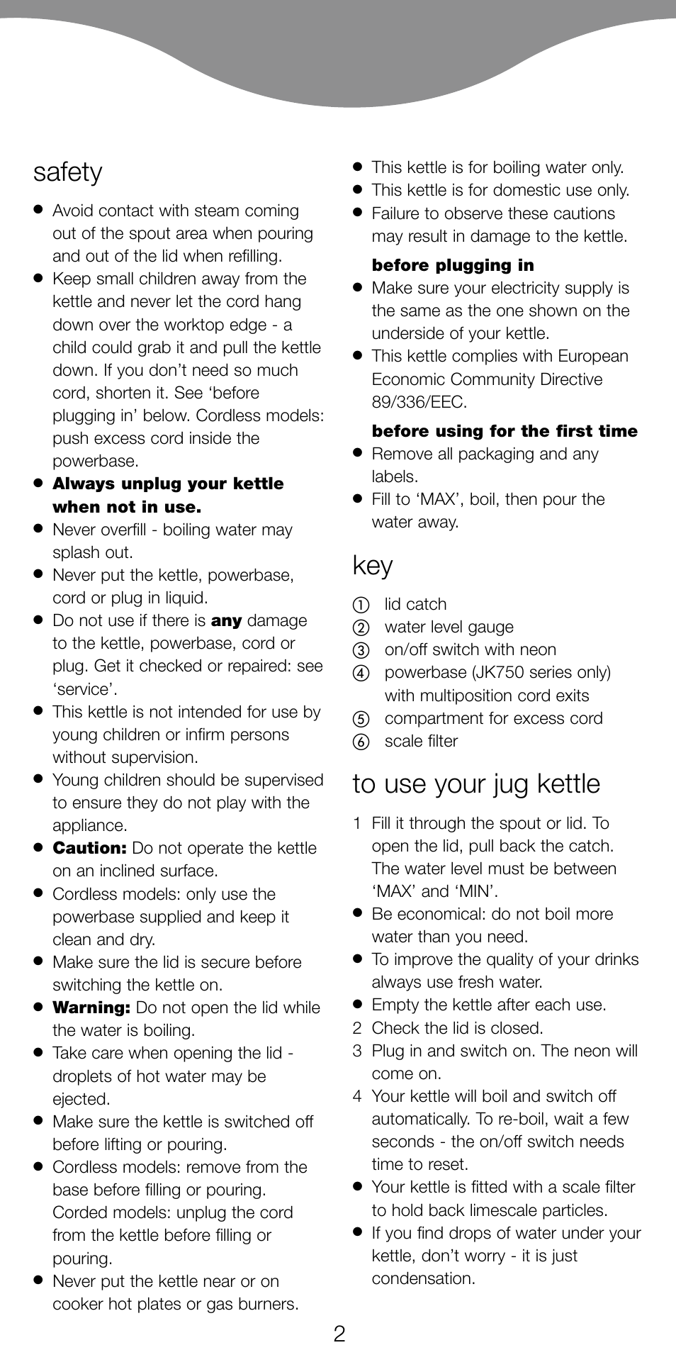 Safety | Kenwood JK630 User Manual | Page 5 / 49