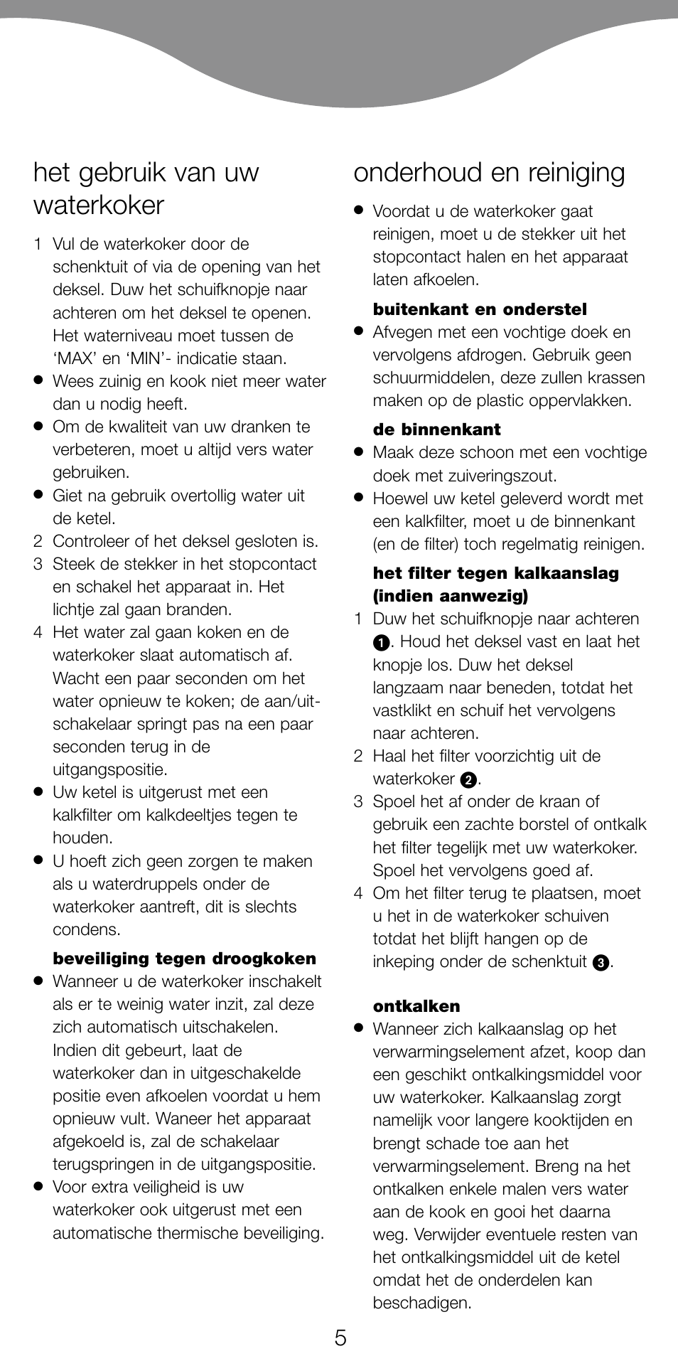 Het gebruik van uw waterkoker, Onderhoud en reiniging | Kenwood JK630 User Manual | Page 8 / 49