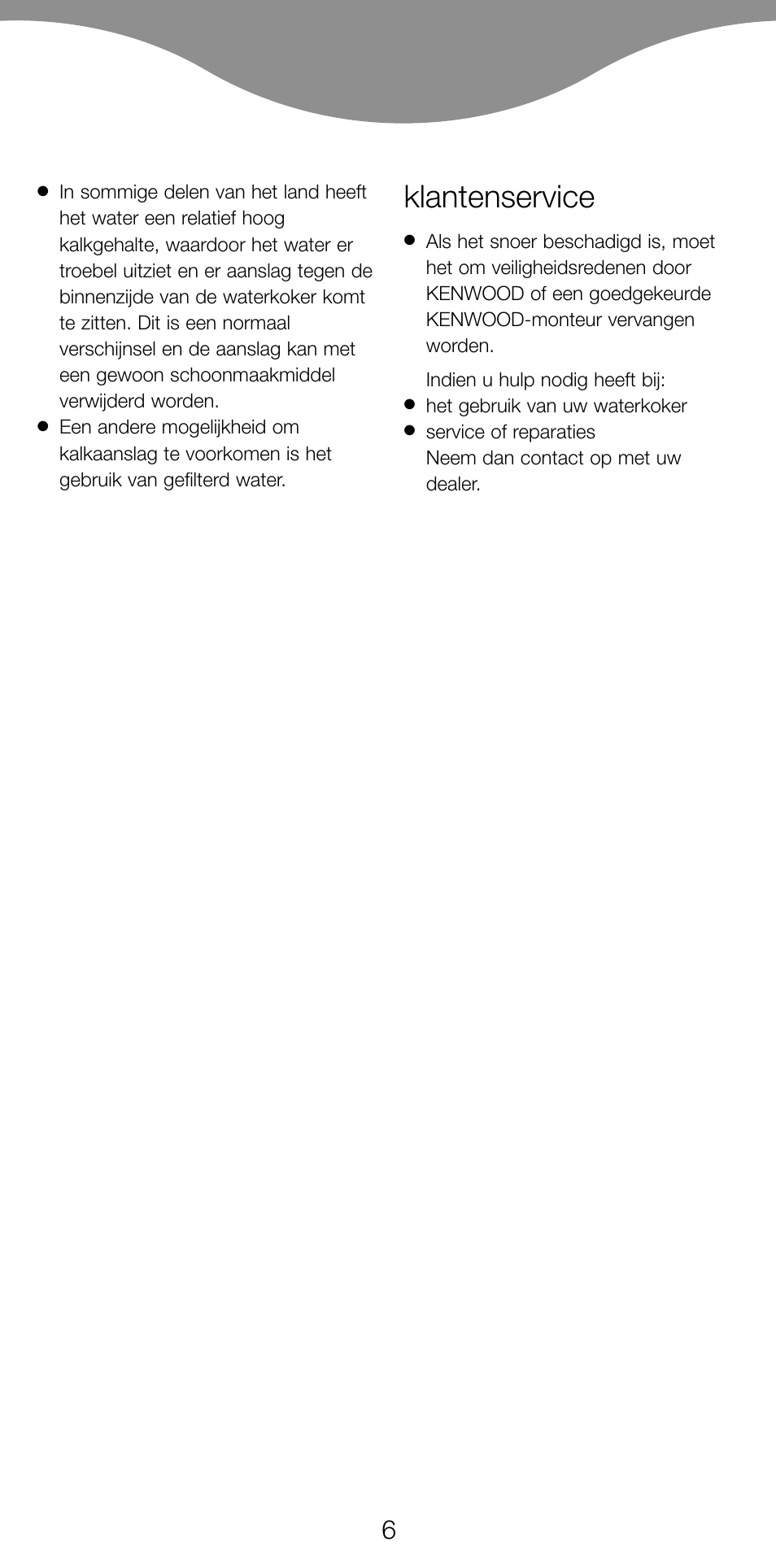 Klantenservice | Kenwood JK630 User Manual | Page 9 / 49