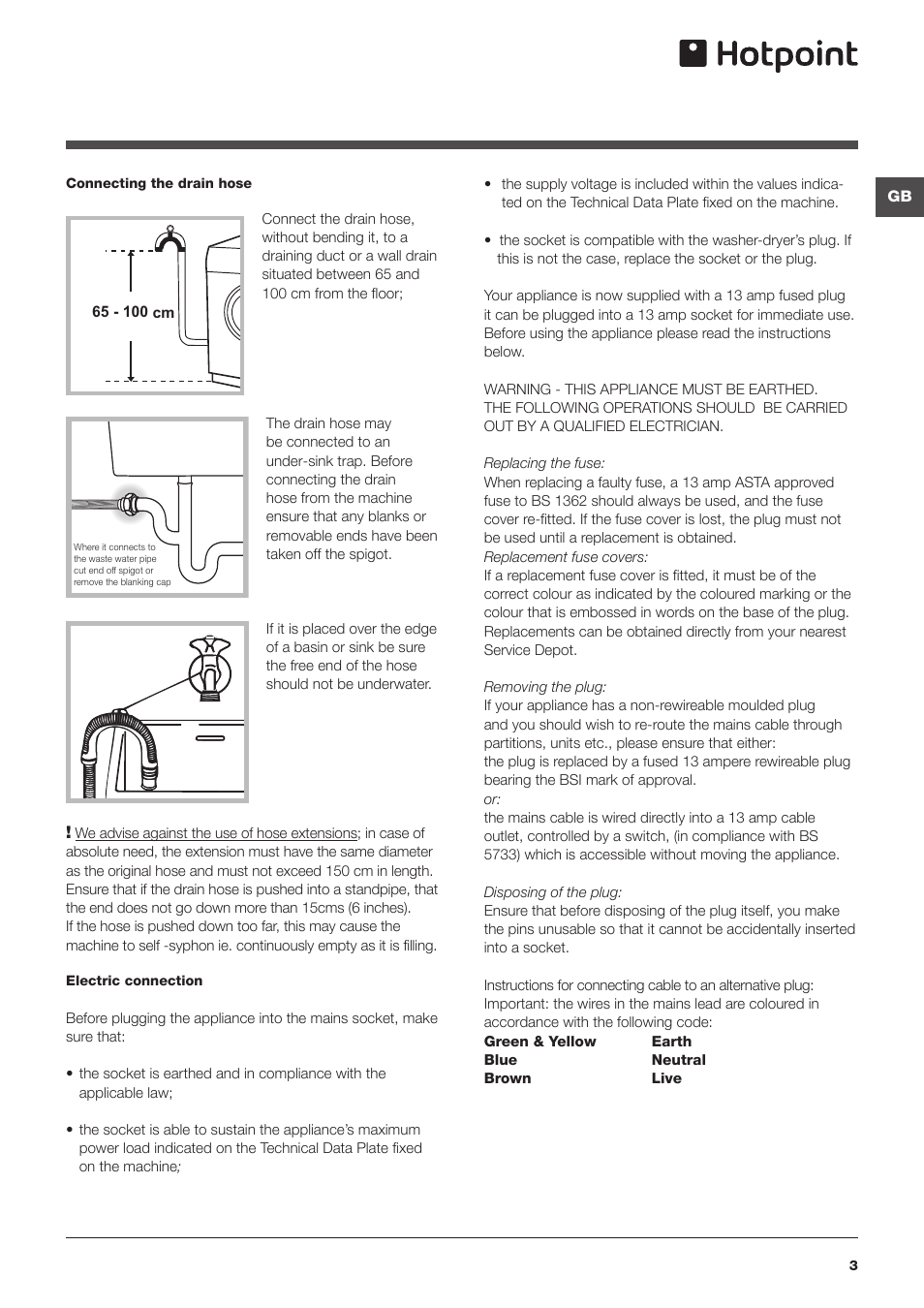 Hotpoint WASHER-DRYER WDPG User Manual | Page 3 / 16