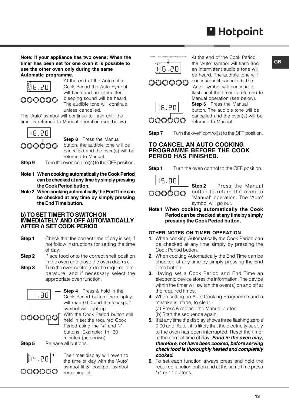 Hotpoint DE47X1 User Manual | Page 13 / 48