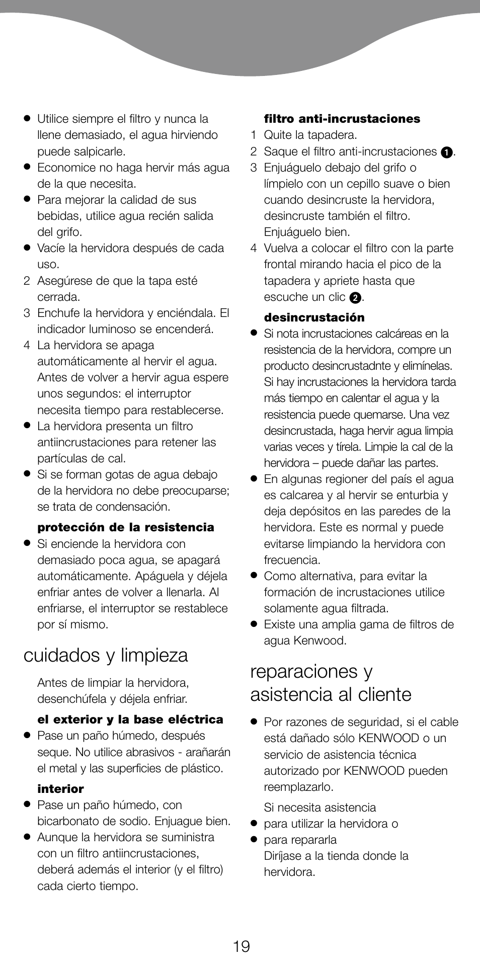 Cuidados y limpieza, Reparaciones y asistencia al cliente | Kenwood SJ900 User Manual | Page 22 / 48