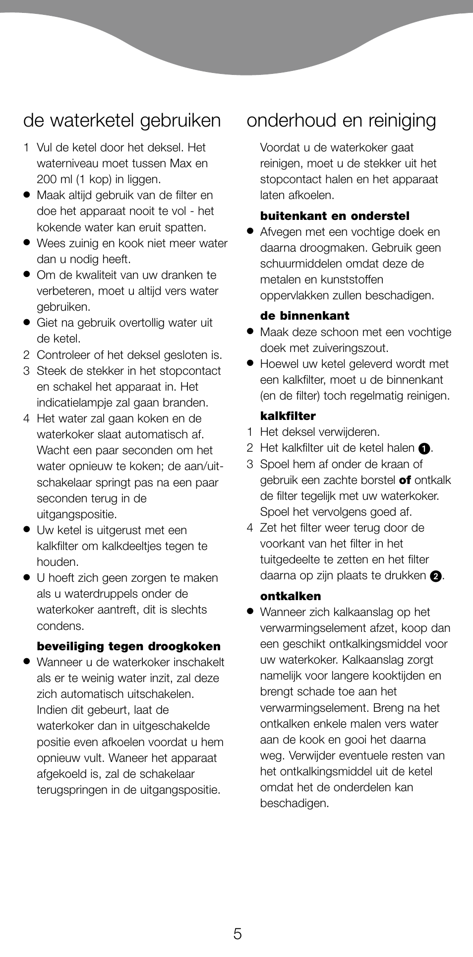 De waterketel gebruiken, Onderhoud en reiniging | Kenwood SJ900 User Manual | Page 8 / 48