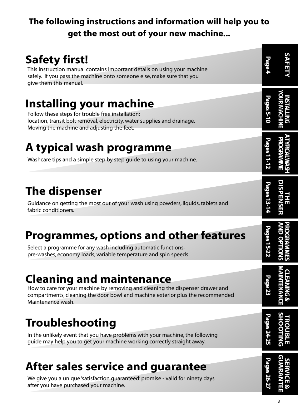 Programmes, options and other features | Hotpoint WMM65 User Manual | Page 3 / 28