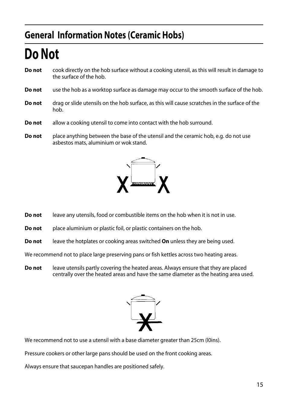 Do not | Hotpoint 50cm User Manual | Page 15 / 32