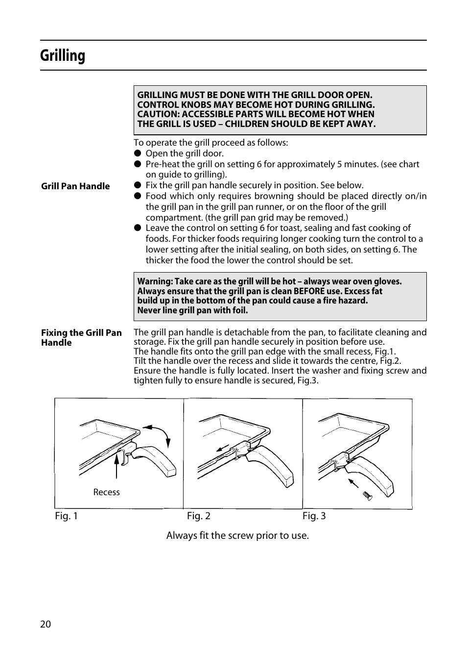 Grilling | Hotpoint 50cm User Manual | Page 20 / 32