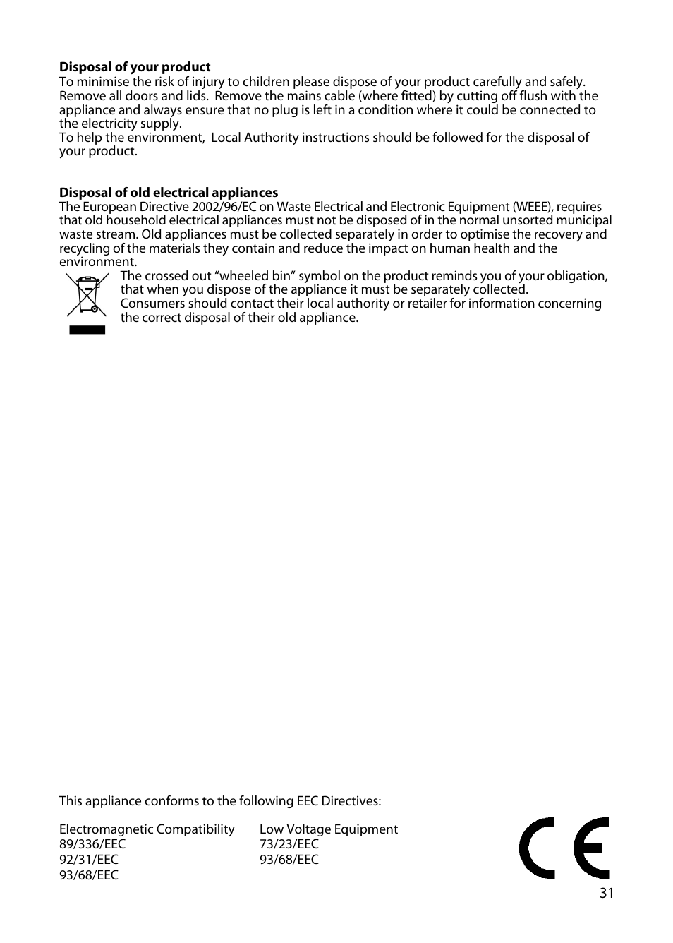 Hotpoint 50cm User Manual | Page 31 / 32