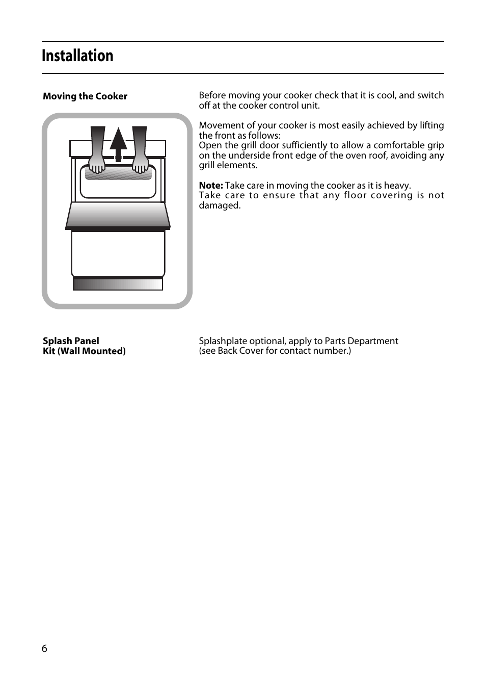 Installation | Hotpoint 50cm User Manual | Page 6 / 32