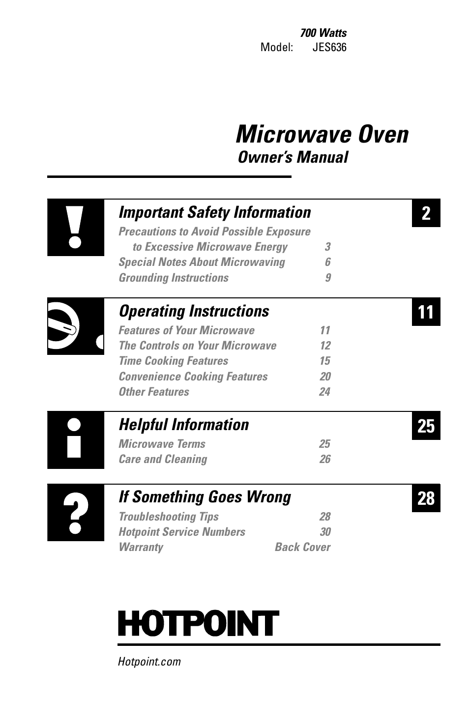 Hotpoint JES636 User Manual | 32 pages