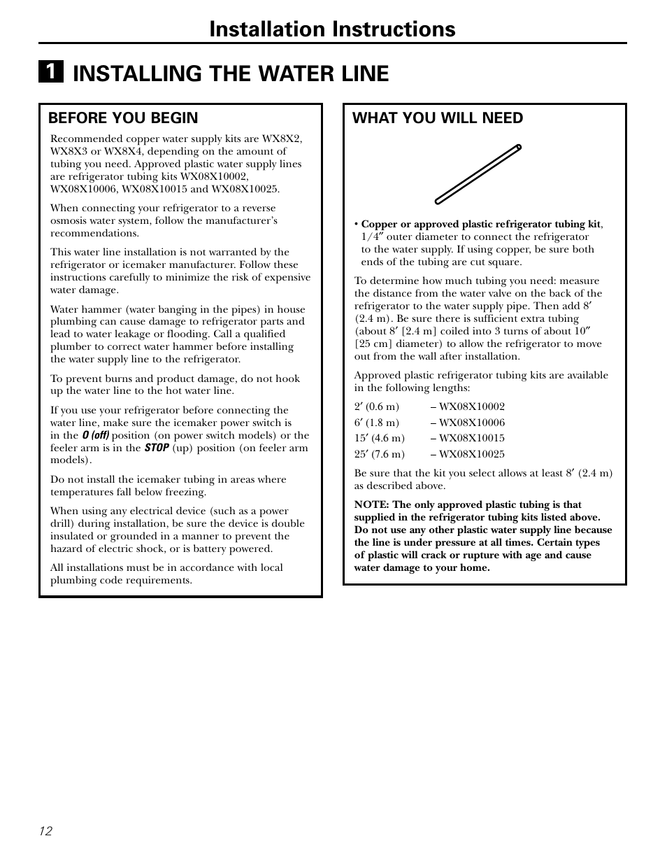 Water line installation, Water line installation –16, What you will need | Before you begin | Hotpoint 15 User Manual | Page 12 / 32