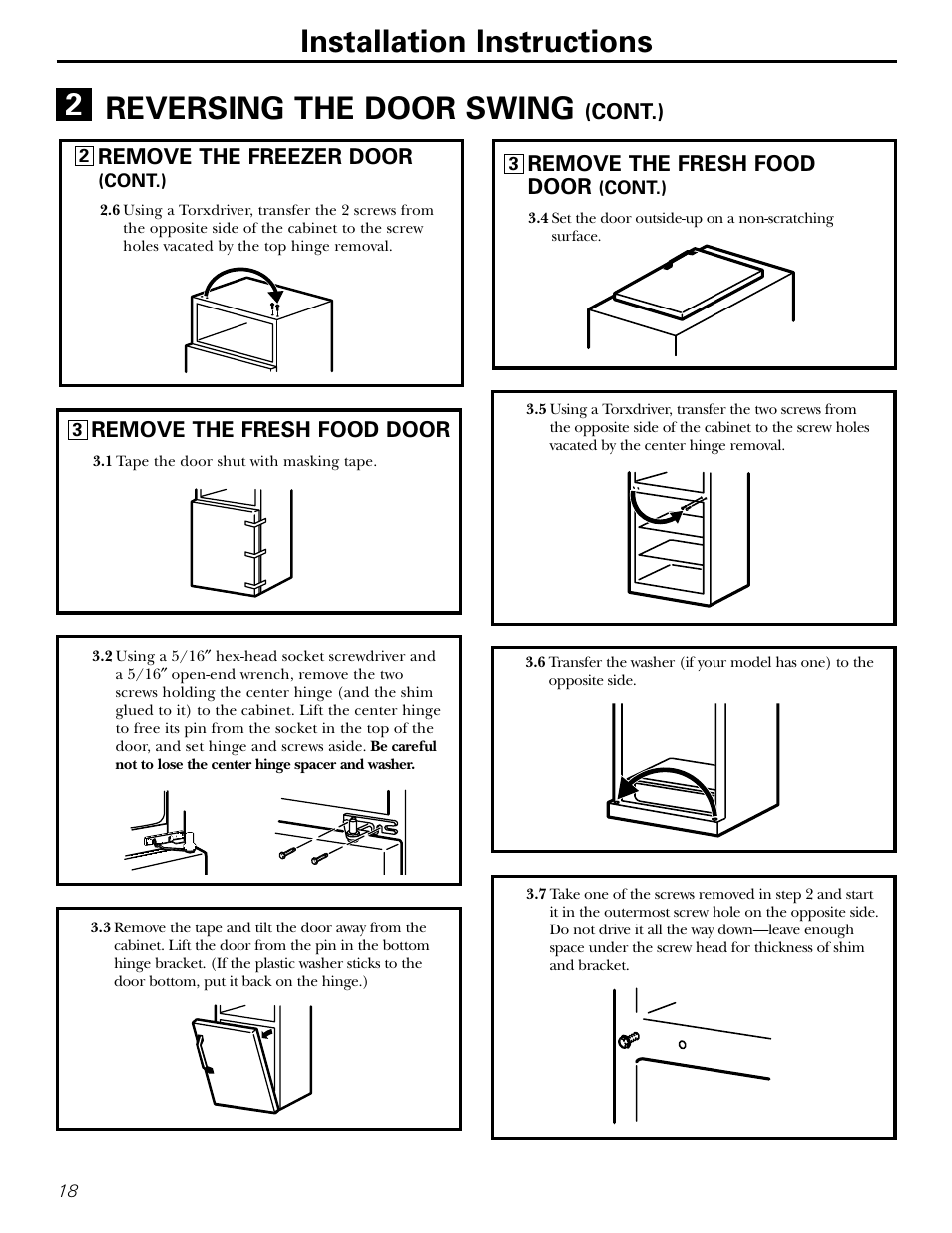 Installation instructions, Reversing the door swing | Hotpoint 15 User Manual | Page 18 / 32