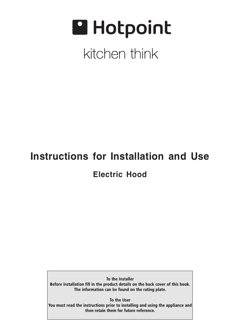 Hotpoint LI2JBA User Manual | 12 pages