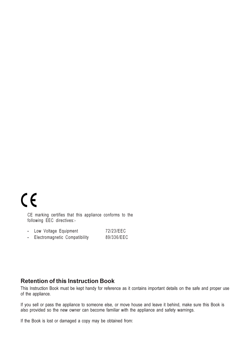 Retention of this instruction book | Hotpoint LI2JBA User Manual | Page 2 / 12