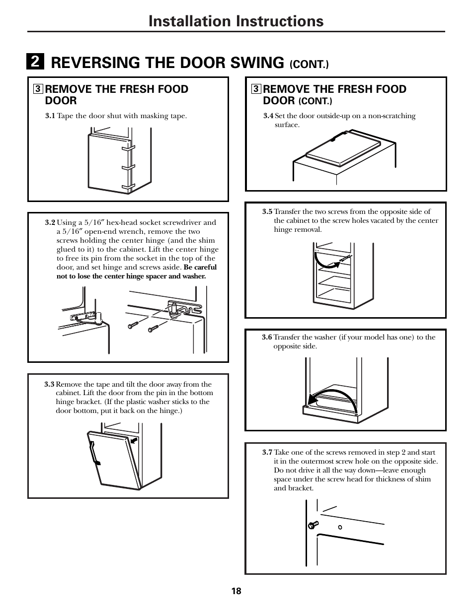 Installation instructions, Reversing the door swing | Hotpoint 17 User Manual | Page 18 / 88