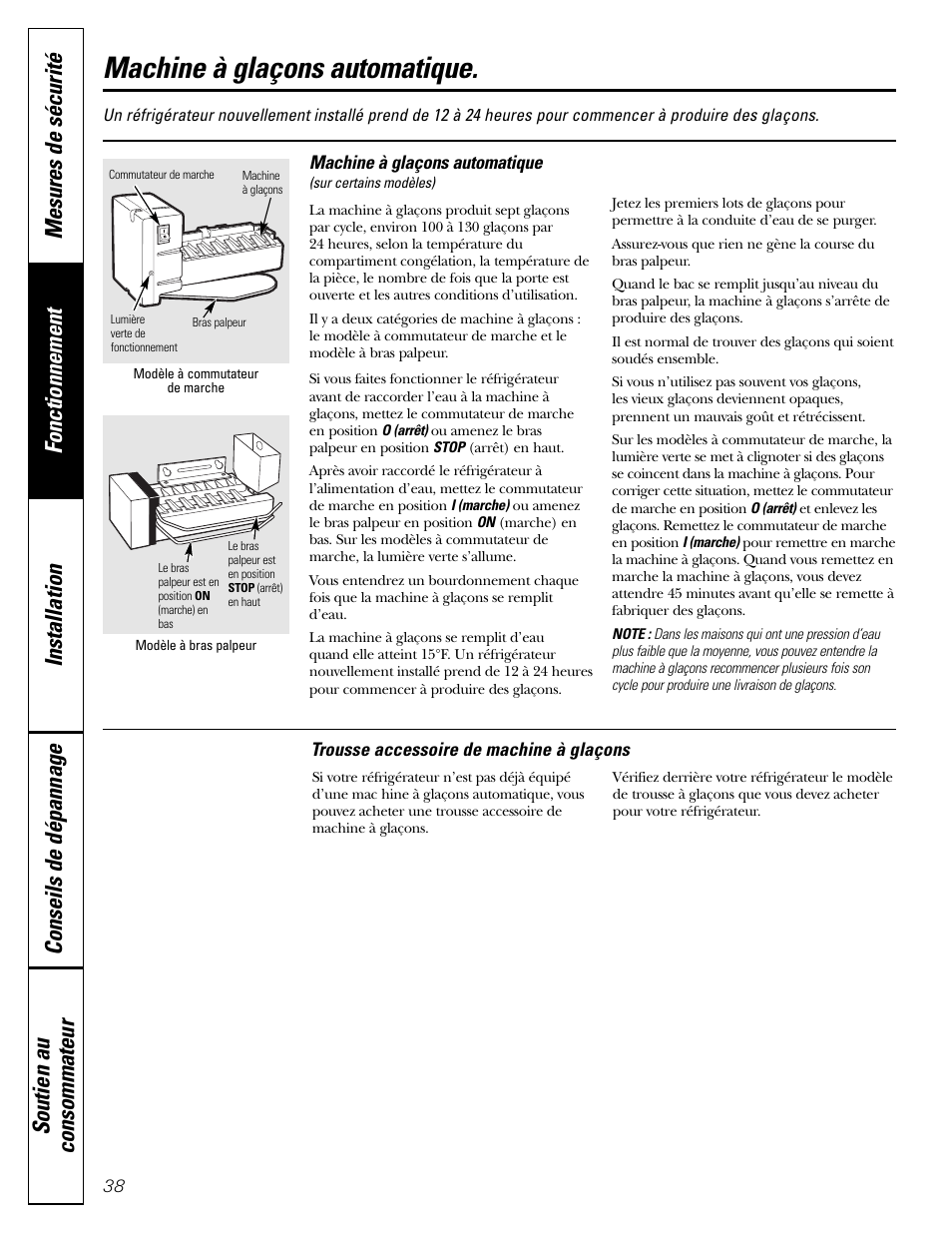 Machine à glaçons automatique | Hotpoint 17 User Manual | Page 38 / 88