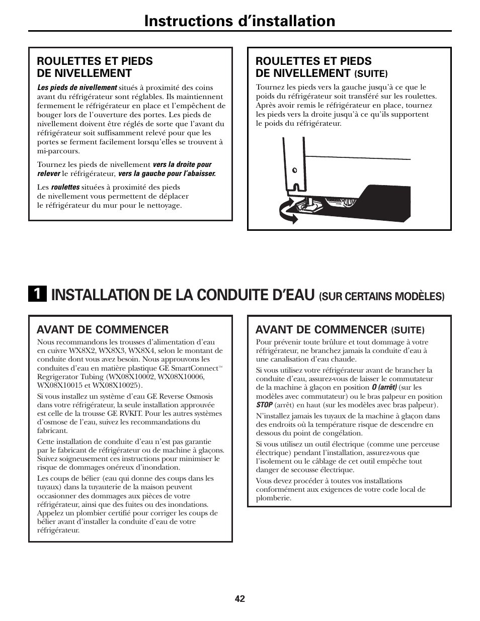 Installation de la conduite d’eau, Installation de la conduite d’eau –46, Instructions d’installation 1 | Hotpoint 17 User Manual | Page 42 / 88