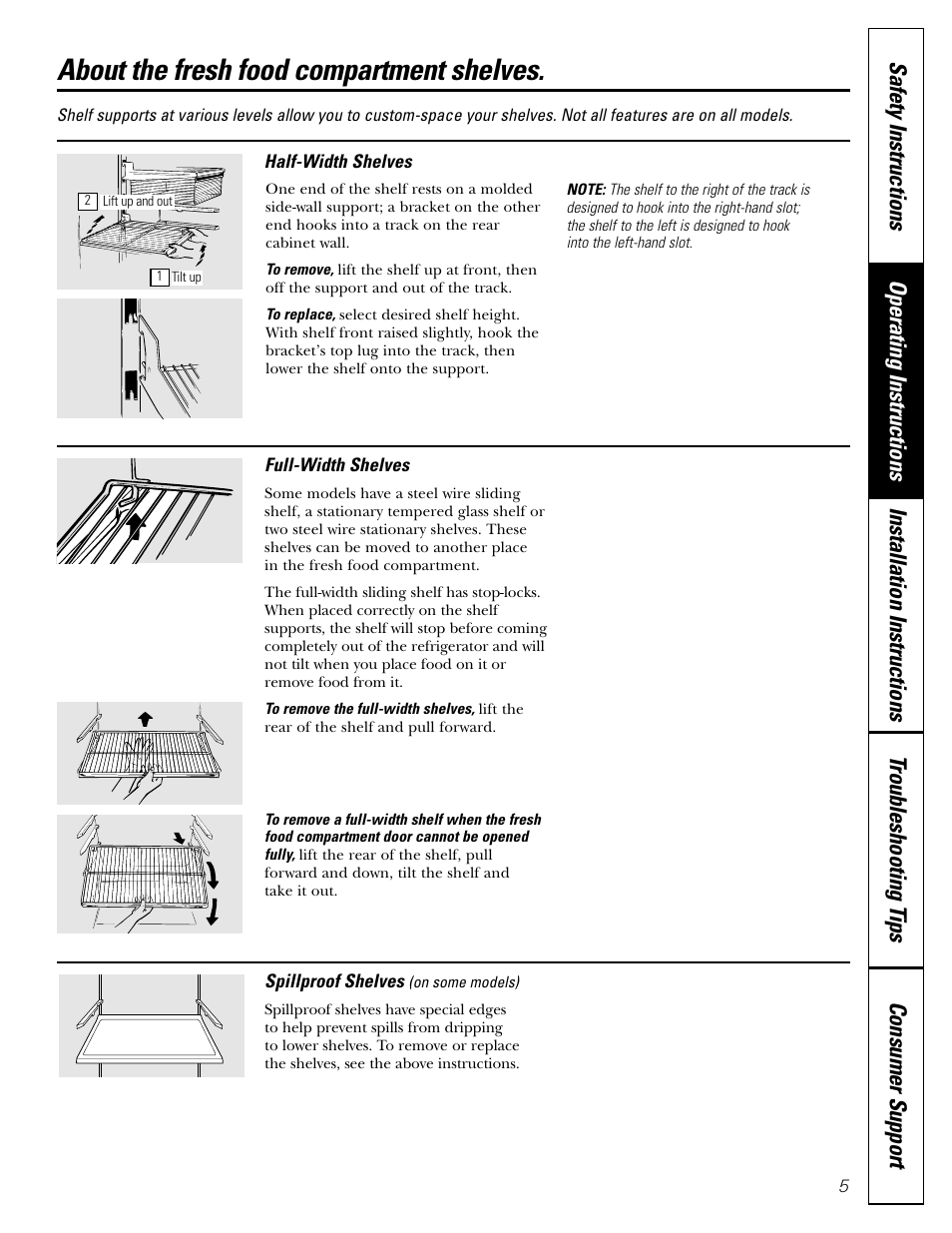 Shelves, Shelves , 6, About the fresh food compartment shelves | Hotpoint 17 User Manual | Page 5 / 88