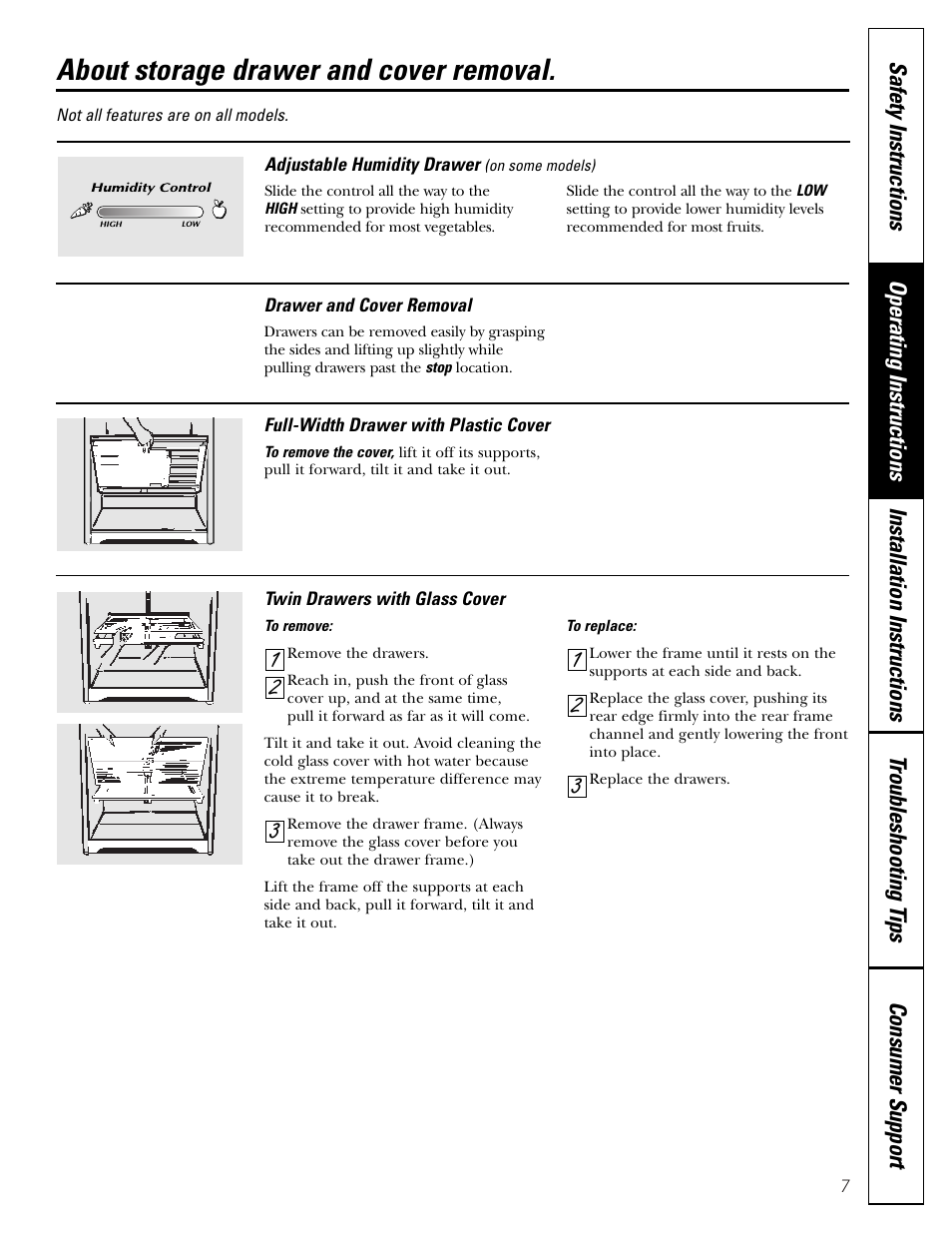 About storage drawer and cover removal | Hotpoint 17 User Manual | Page 7 / 88