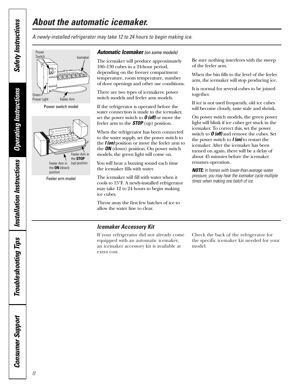 Automatic icemaker, About the automatic icemaker | Hotpoint 17 User Manual | Page 8 / 88