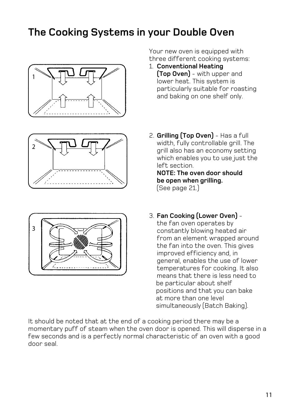 The cooking systems in your double oven | Hotpoint BD62 BD52 User Manual | Page 11 / 48